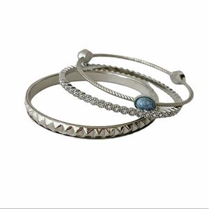 5/$20 Silver plated bangles, stone and crystal details